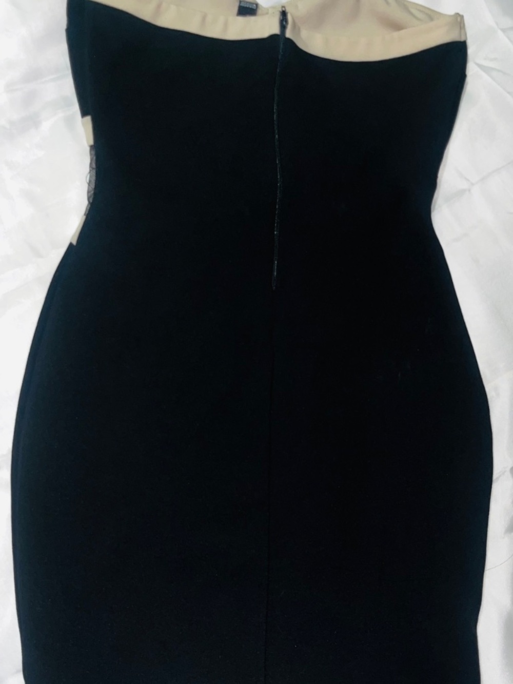 Windsor Womens Black Beige Mesh Strapless Bodycon Mini Dress Polyester Size S - Picture 2 of 13